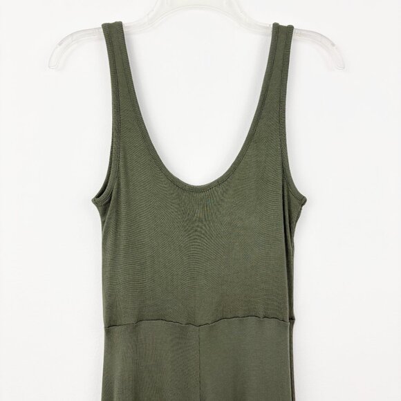 Marine Layer Lexi Rib Fit & Flare Midi Dress Size S Sleeveless Tank Stitch Olive - Picture 4 of 7